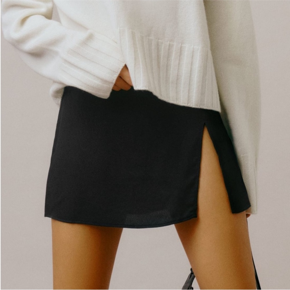 Reformation Margot Black Skirt with Slit